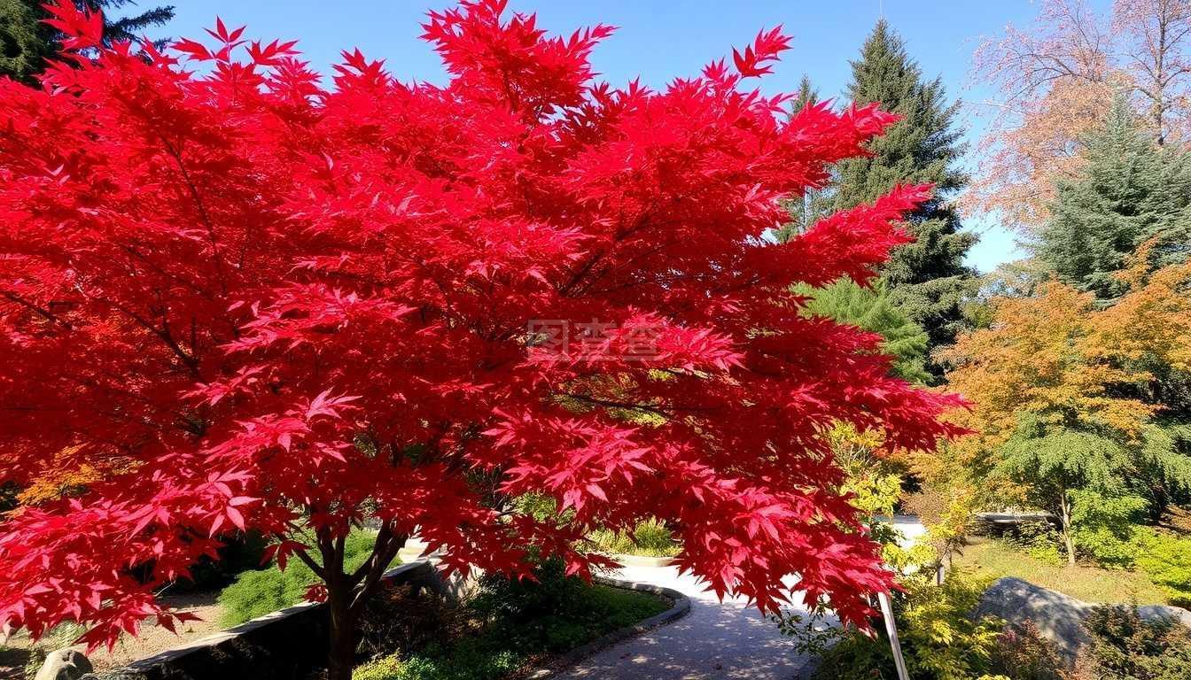 日本花園里的紅楓樹(shù)